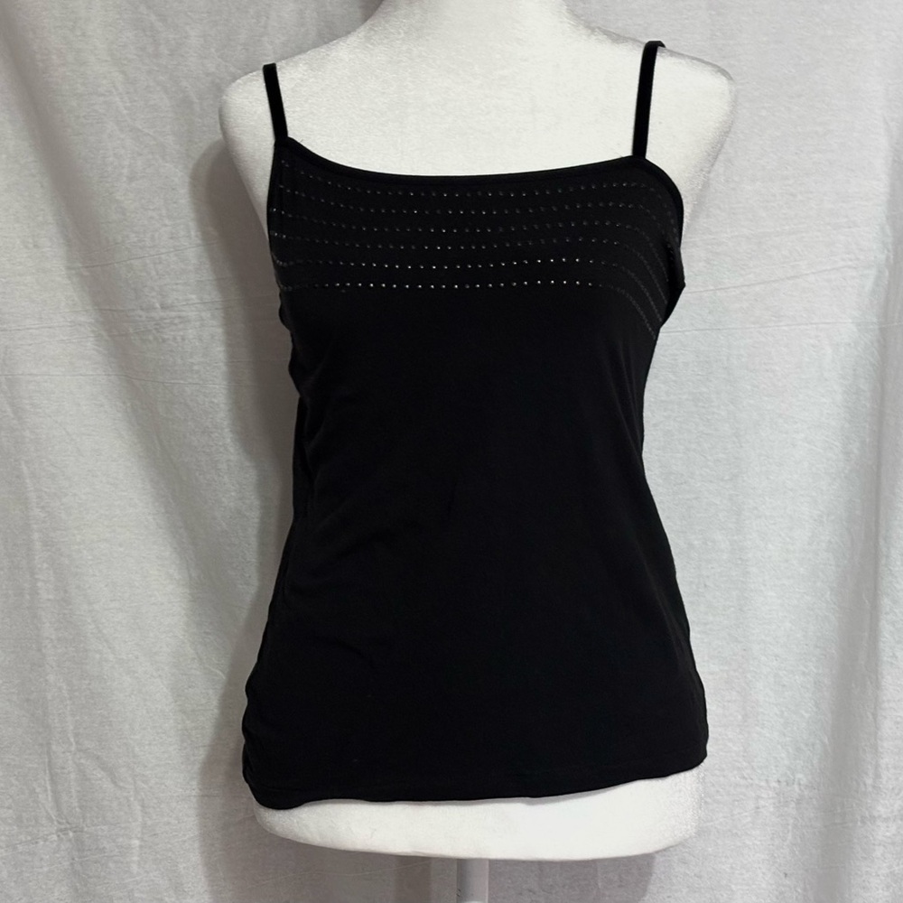 DKNY Black Embellished Spaghetti Strap Camisole Tank Top Size Petite